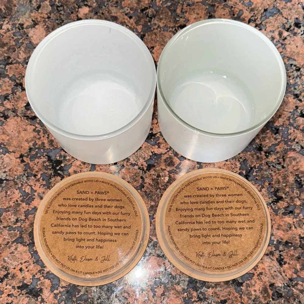 2 White Glass jars Wooden Pumpkin Lids Paw Prints crafting storage fall decor